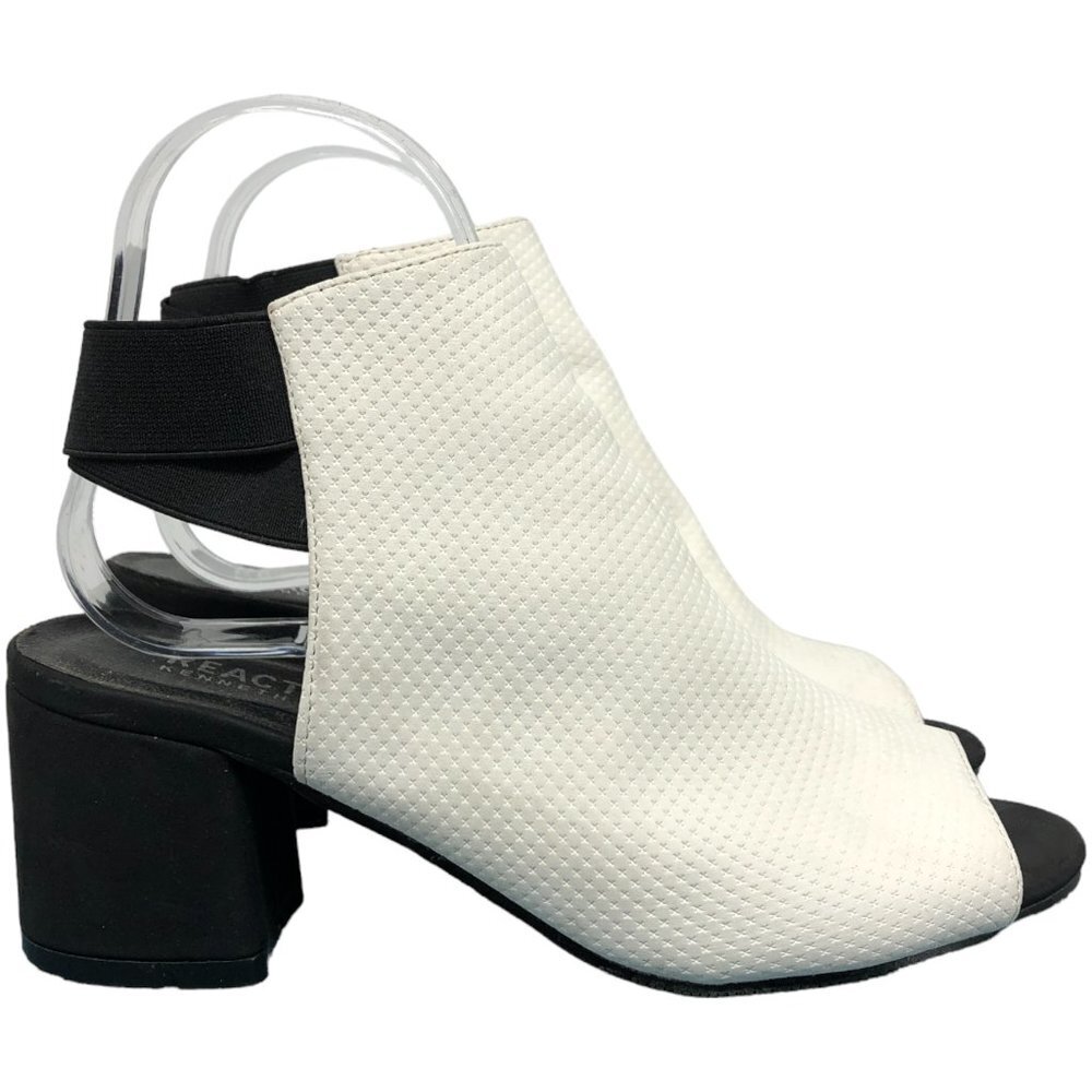 Kenneth Cole White Perforated Pleather Hannon Shootie Almond Nubuck Ankle Boots